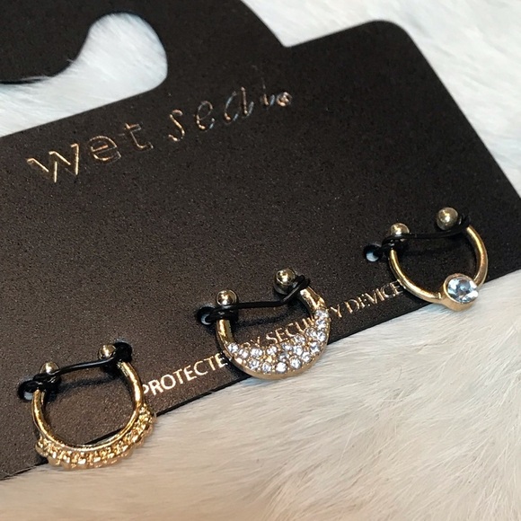 NEW Pave Septum Ring Non-pierced Jewelry Nose Ring 3 Pack - Picture 1 of 6